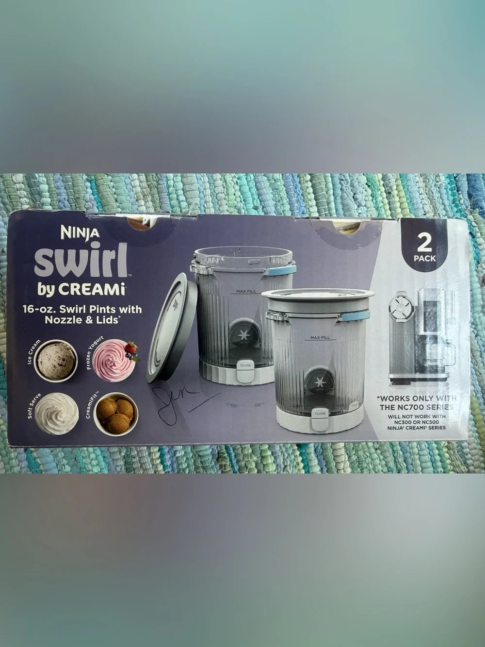 NIB Ninja Swirl by CREAMI - 2 pack of pints & lids - compatible w/ NC700 Series
